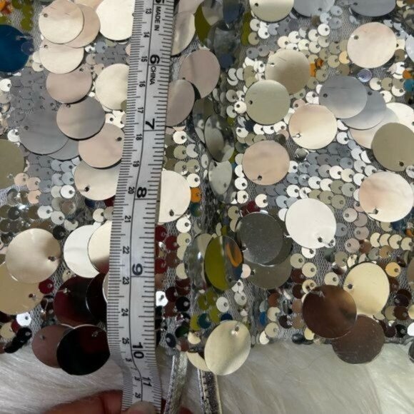 Micas silver sequins backless halter top Size Small New! - Picture 11 of 11